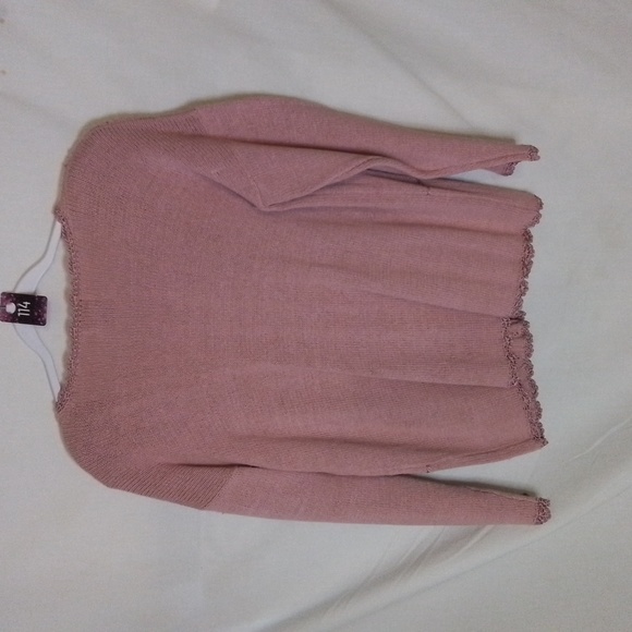 Vintage Sarah Morgan Embroidered mauve Knit Sweater - Picture 2 of 16